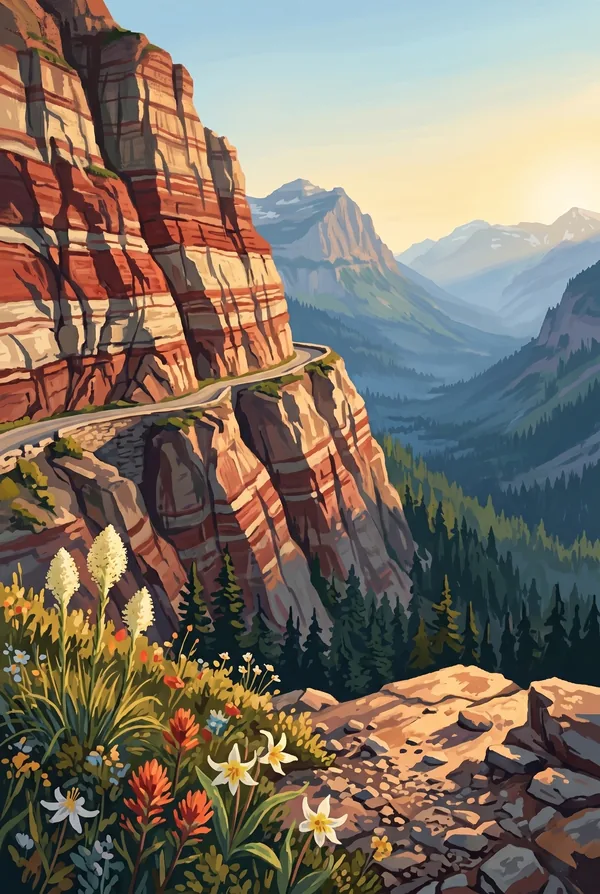 Glacier National Park stamp — Going-to-the-Sun Road