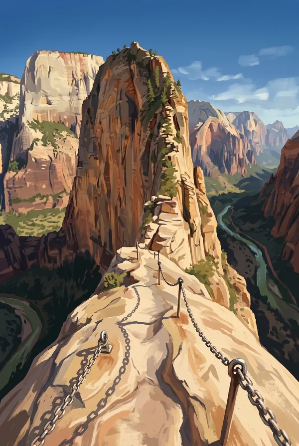 Zion National Park stamp — Angels Landing